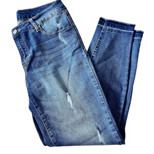 Kensie Distressed Skinny Jeans with Raw Hem - Size 10